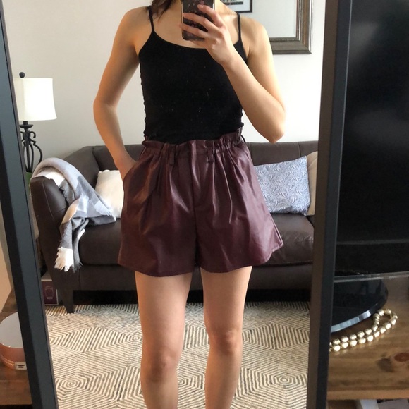 Oak + Fort faux leather shorts in burgundy - Picture 8 of 8